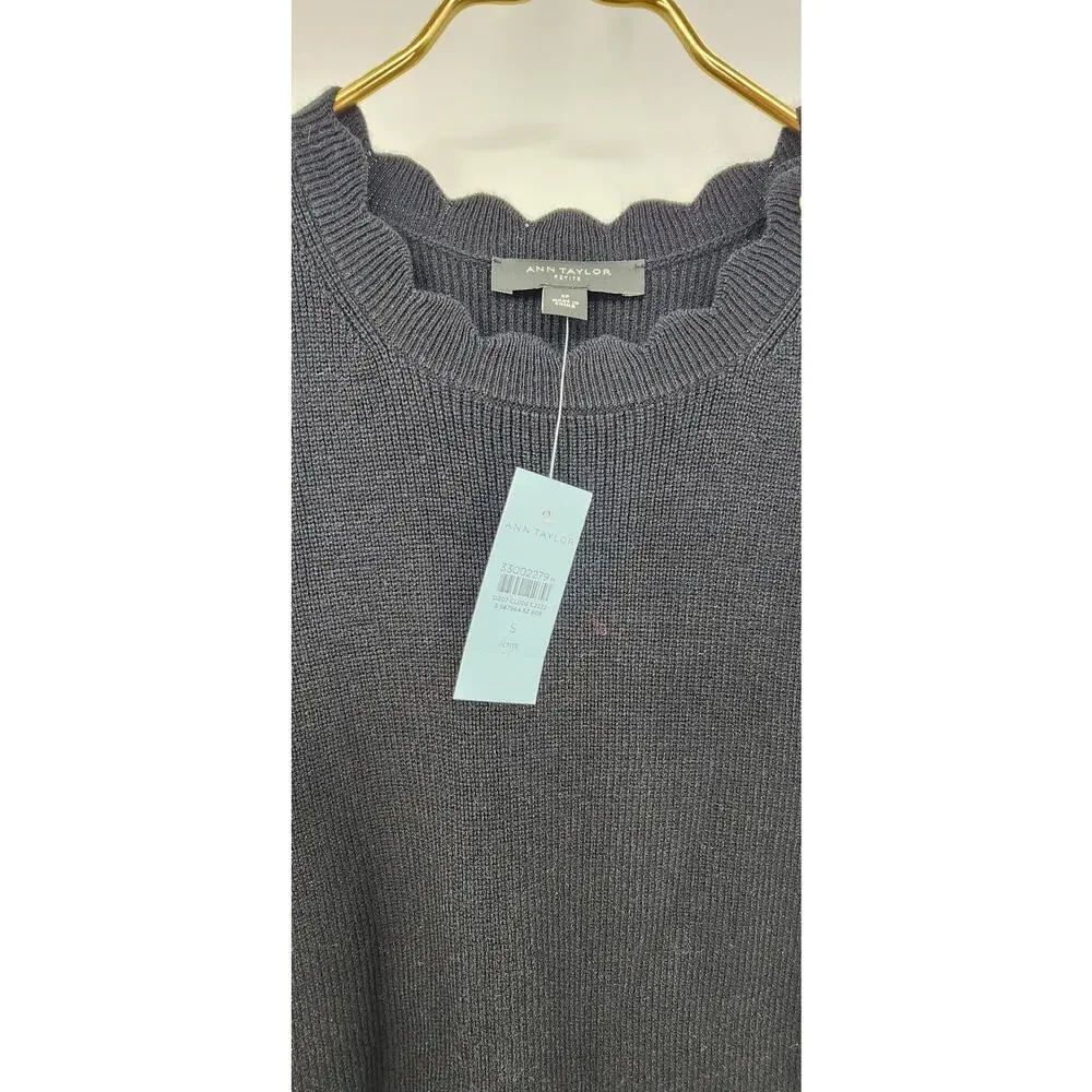 New NWT Ann‎ Taylor Petite Black Sleeveless Sweater Shirt Top Size Small Petite - Picture 6 of 8